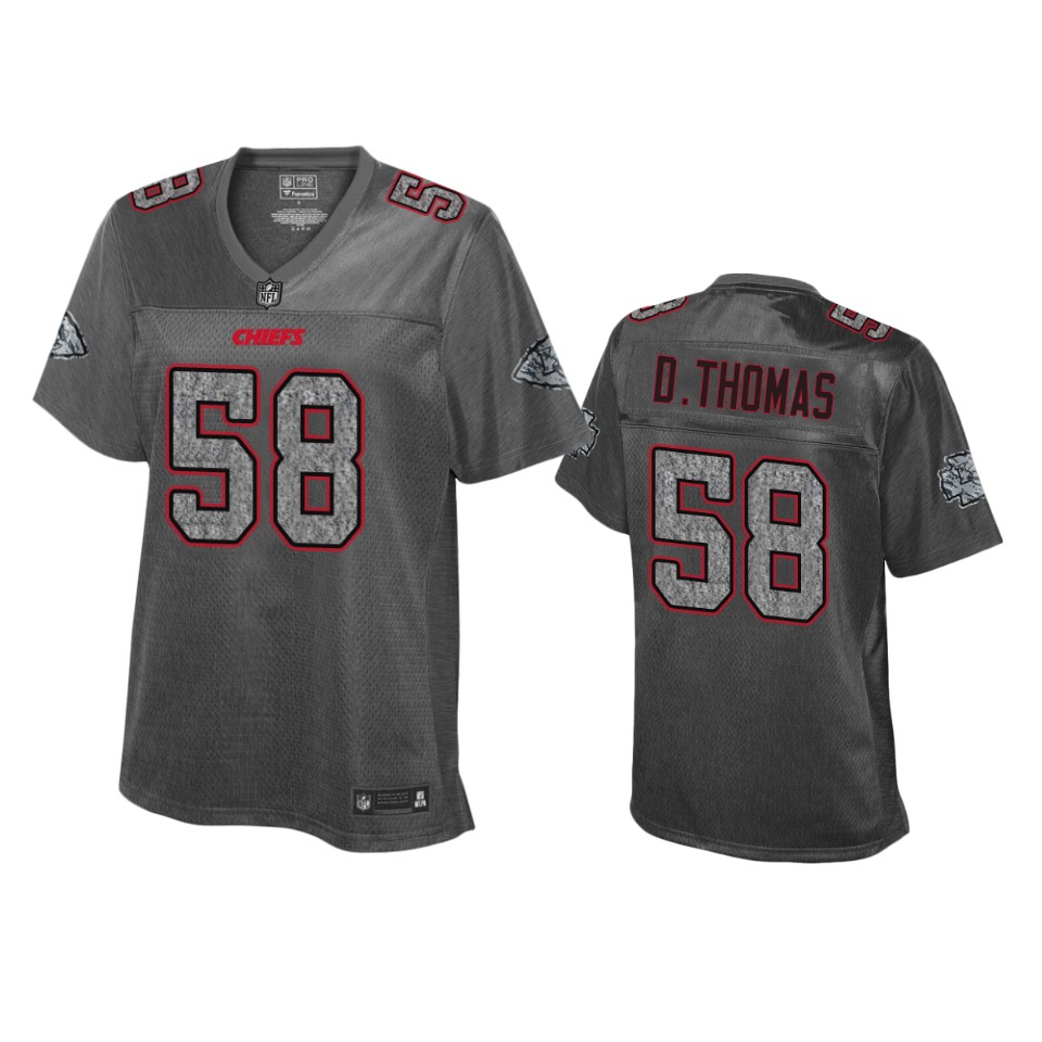 women's kansas city chiefs derrick thomas heather charcoal static fashion jersey