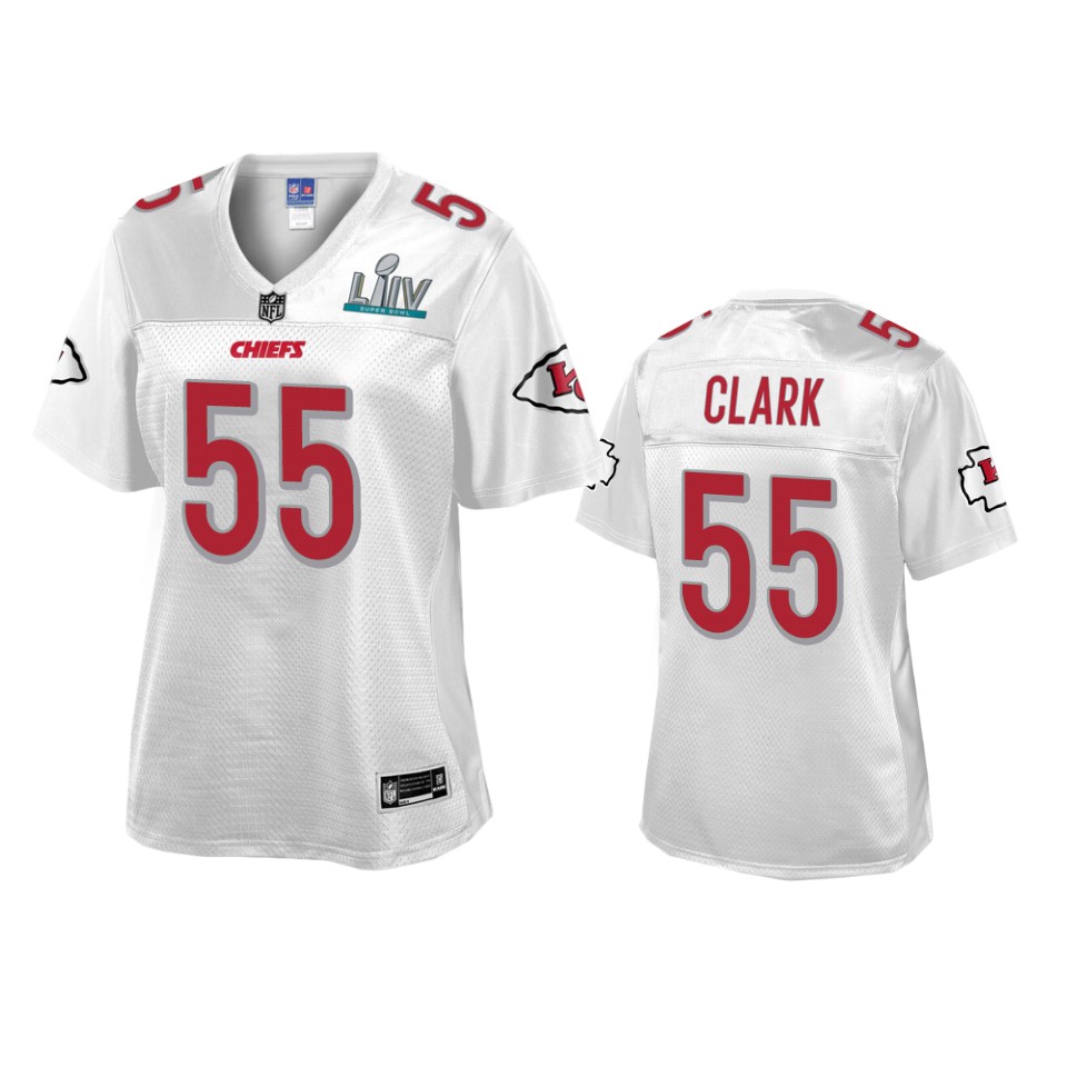 women's kansas city chiefs frank clark white super bowl liv champions jersey