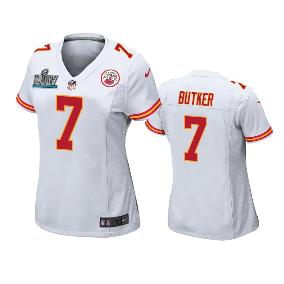 women's kansas city chiefs harrison butker white super bowl liv game jersey