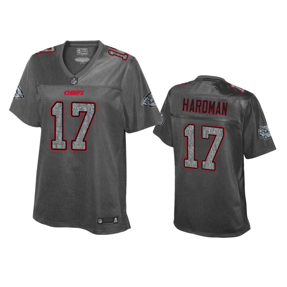 women's kansas city chiefs mecole hardman heather charcoal static fashion jersey