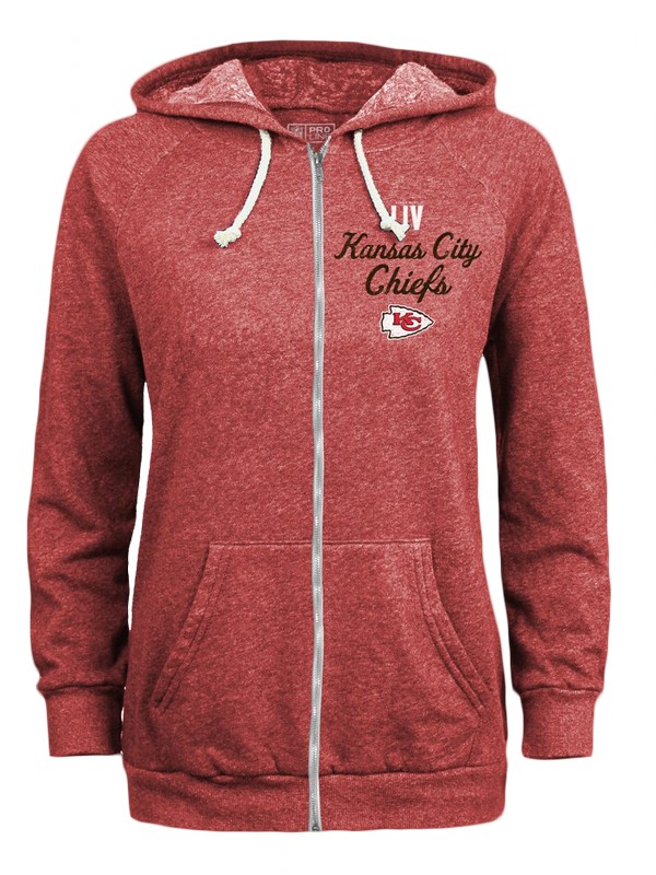 women's kansas city chiefs red super bowl liv tri blend full zip hoodie
