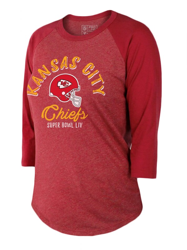 women's kansas city chiefs red super bowl liv tri blend raglan t shirt