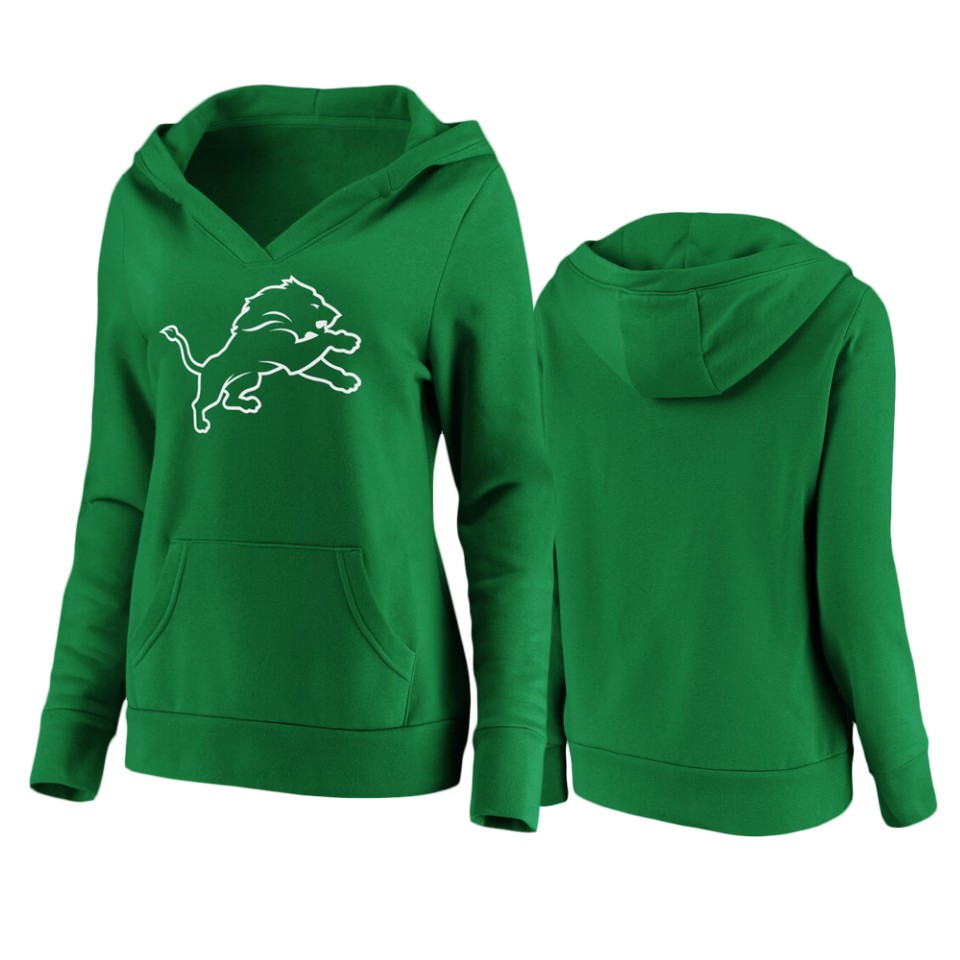 women's lions green st. patrick's day white logo hoodie