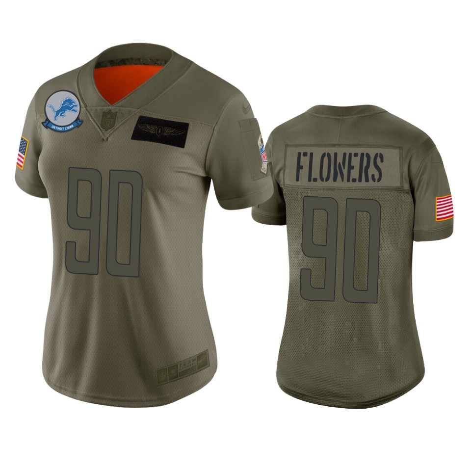 women's lions trey flowers camo limited 2019 salute to service jersey