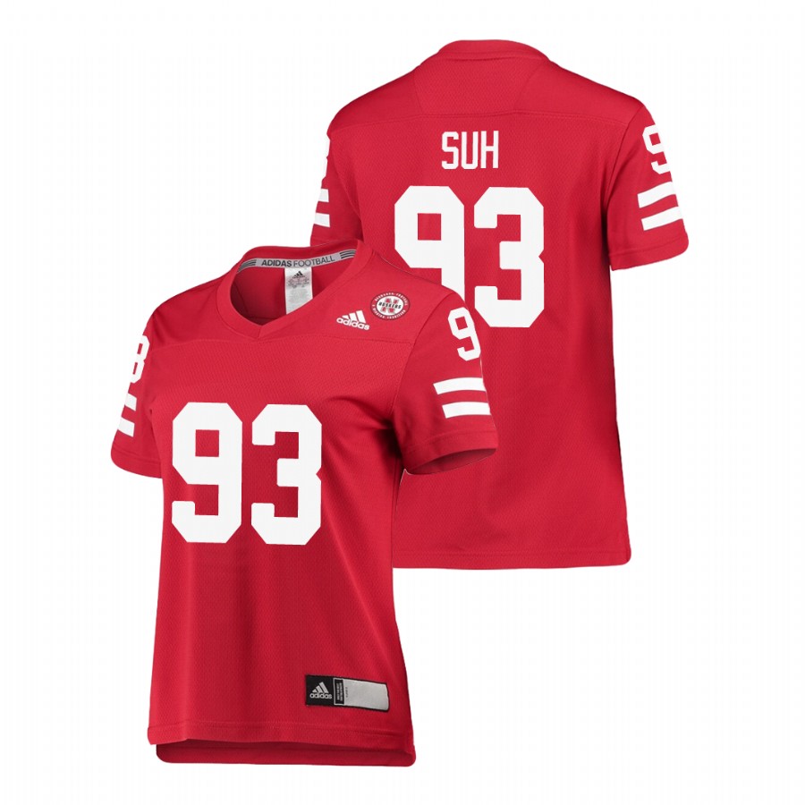 women's nebraska cornhuskers ndamukong suh scarlet replica college football jersey