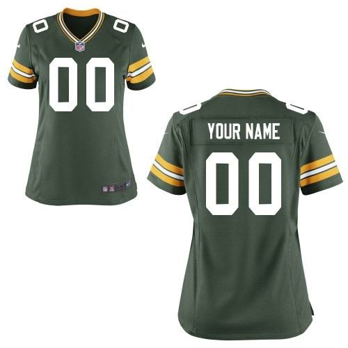 women's green bay packers customized game team green jerseys