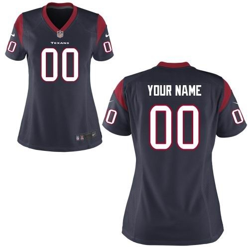 NEW NFL women's houston texans customized game team d.blue jerseys