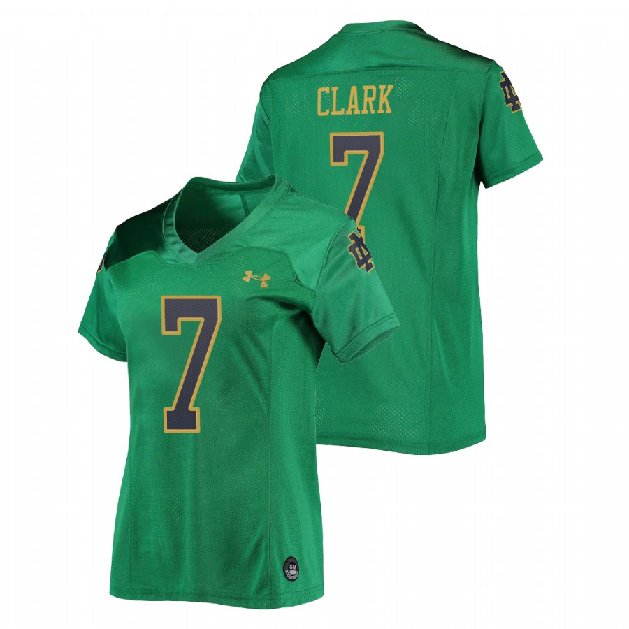 women's notre dame fighting irish brendon clark football replica green jersey