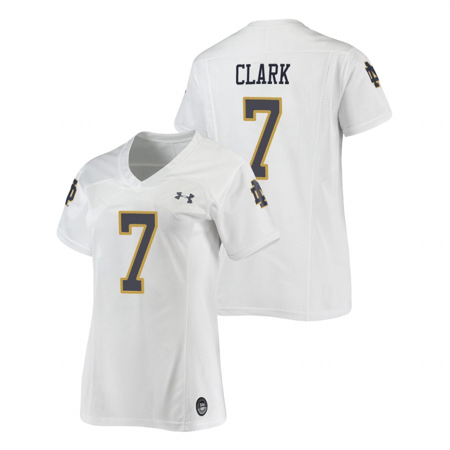 women's notre dame fighting irish brendon clark football replica white jersey