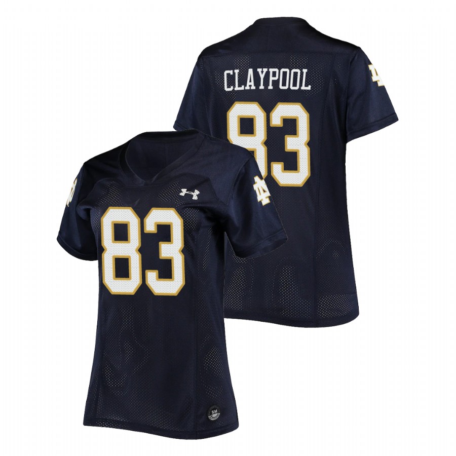 women's notre dame fighting irish chase claypool football replica navy jersey