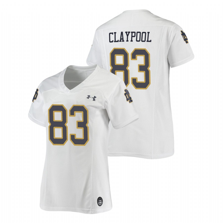 women's notre dame fighting irish chase claypool football replica white jersey