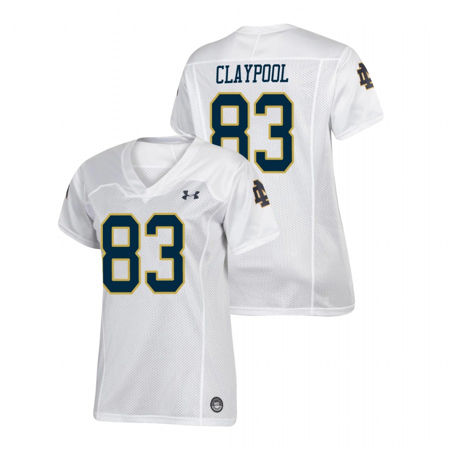 women's notre dame fighting irish chase claypool white replica football jersey