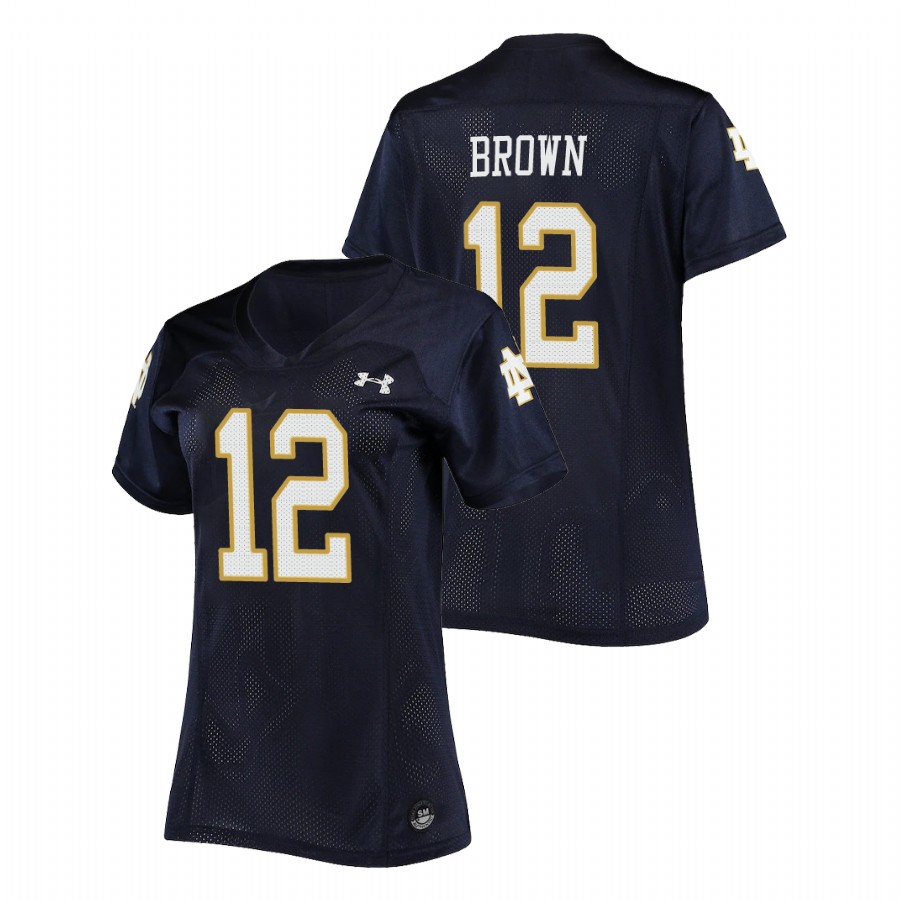women's notre dame fighting irish dj brown football replica navy jersey
