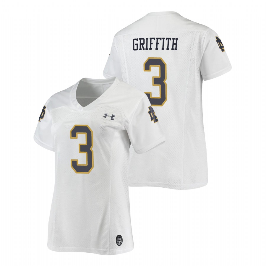 women's notre dame fighting irish houston griffith football replica white jersey