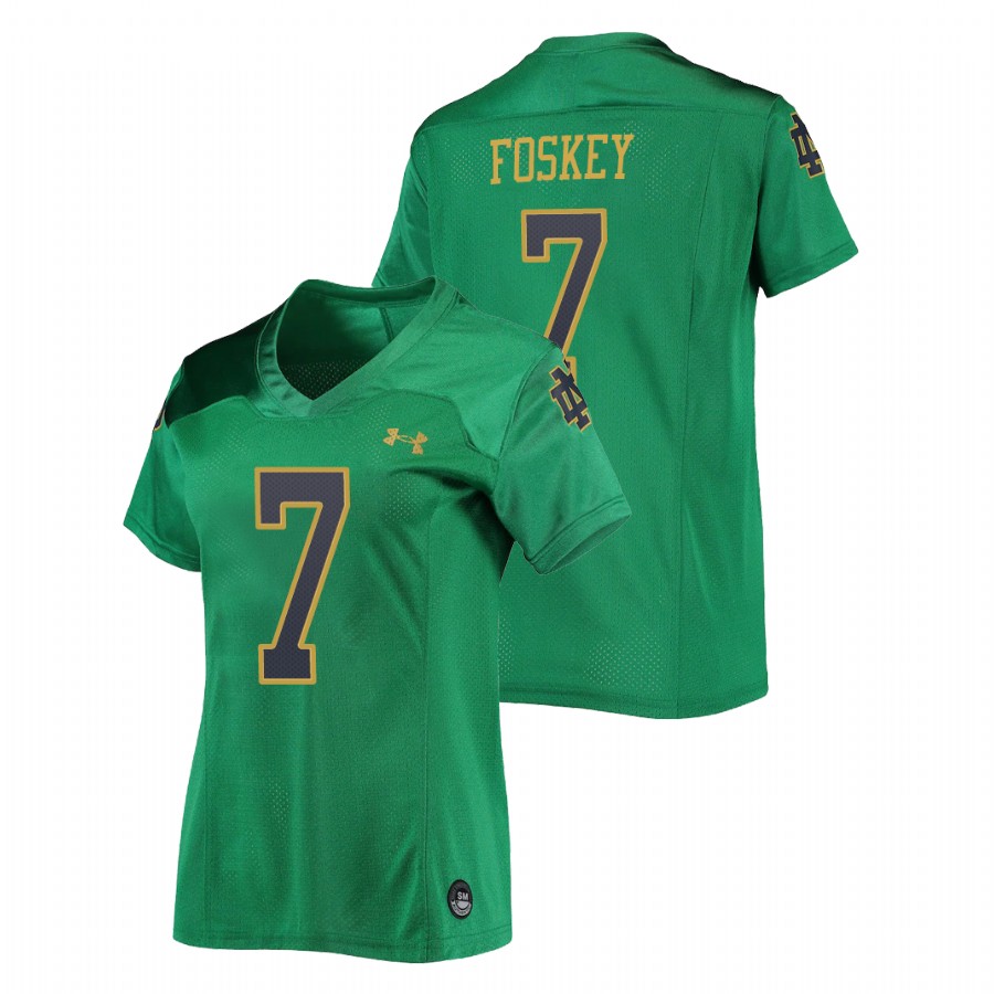 women's notre dame fighting irish isaiah foskey football replica green jersey