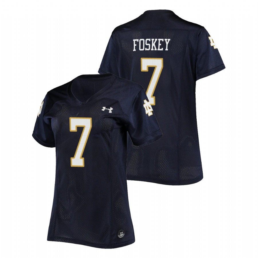 women's notre dame fighting irish isaiah foskey football replica navy jersey