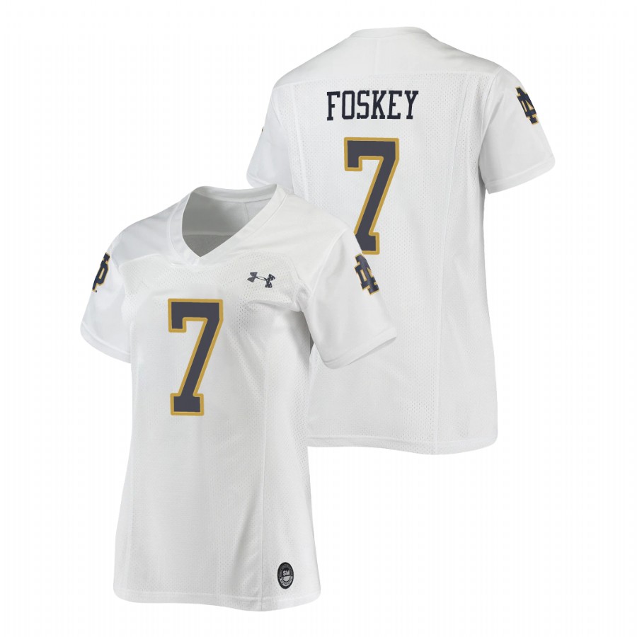 women's notre dame fighting irish isaiah foskey football replica white jersey