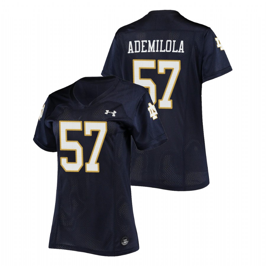 women's notre dame fighting irish jayson ademilola football replica navy jersey