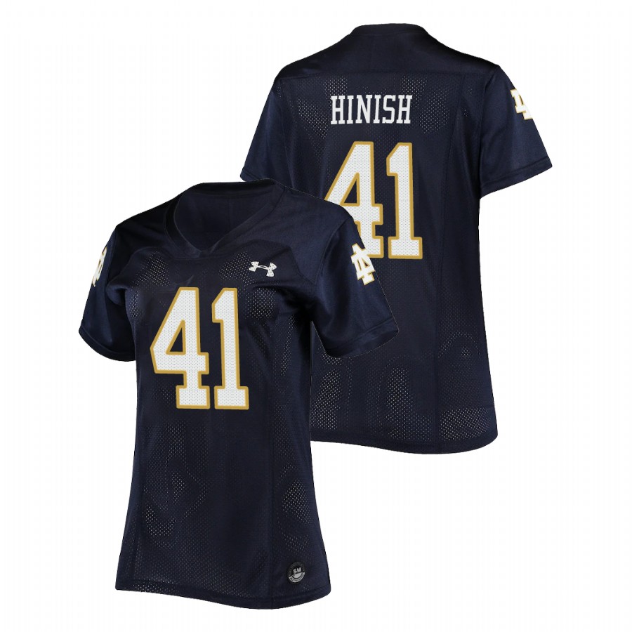 women's notre dame fighting irish kurt hinish football replica navy jersey