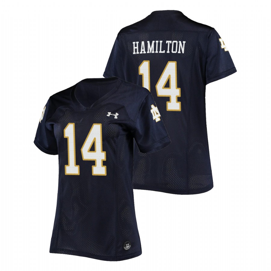 women's notre dame fighting irish kyle hamilton football replica navy jersey