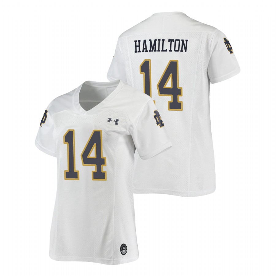 women's notre dame fighting irish kyle hamilton football replica white jersey