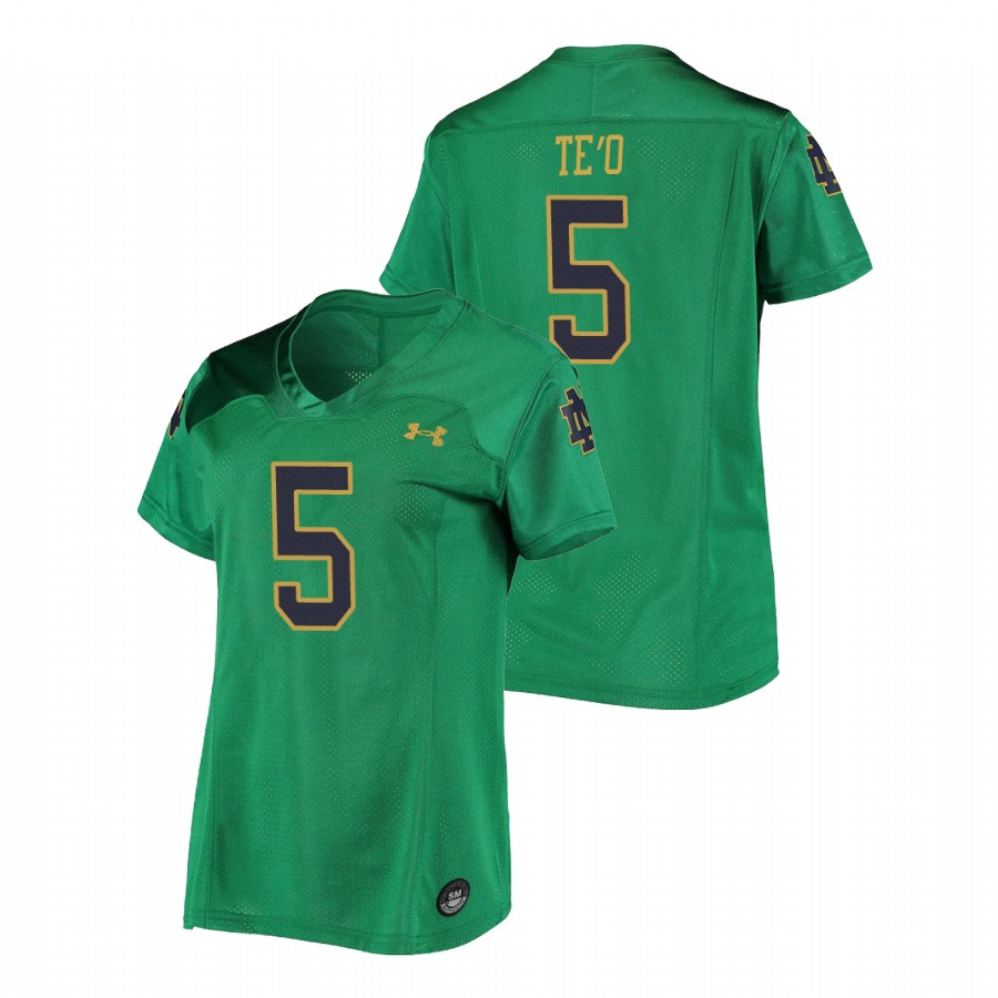 women's notre dame fighting irish manti te'o green replica football jersey