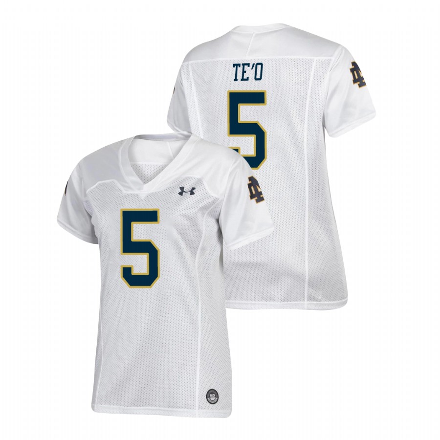women's notre dame fighting irish manti te'o white replica football jersey