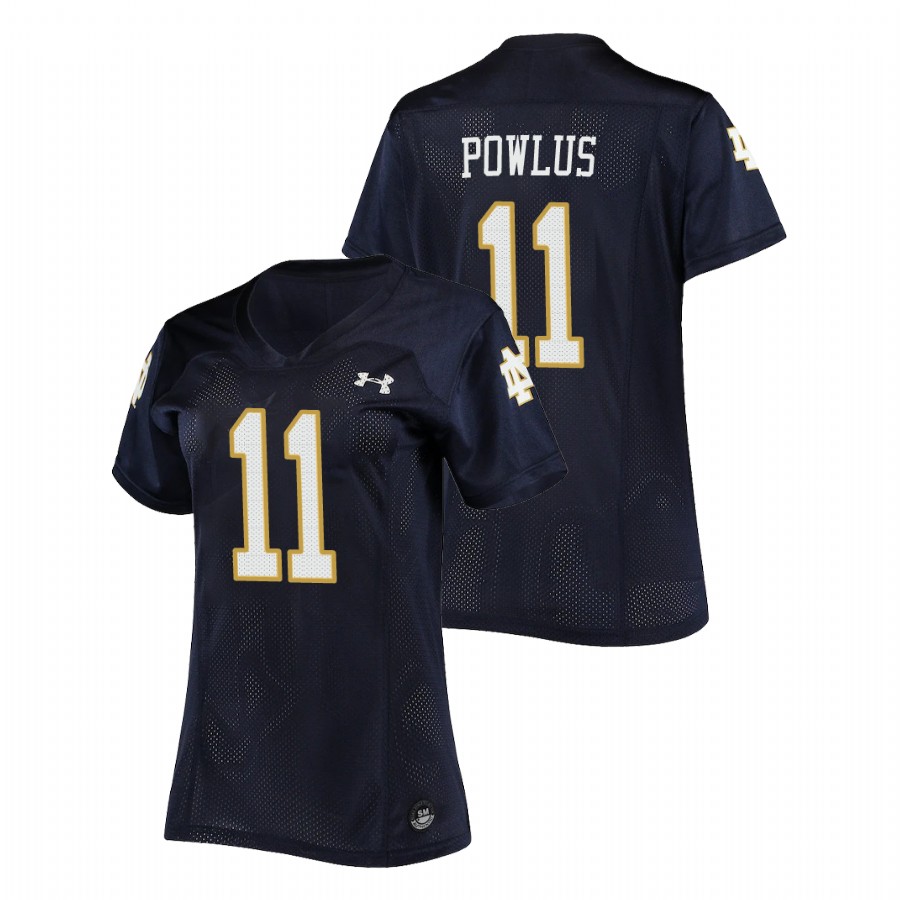 women's notre dame fighting irish ron powlus iii football replica navy jersey