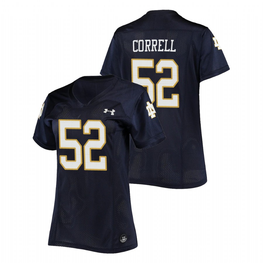 women's notre dame fighting irish zeke correll football replica navy jersey