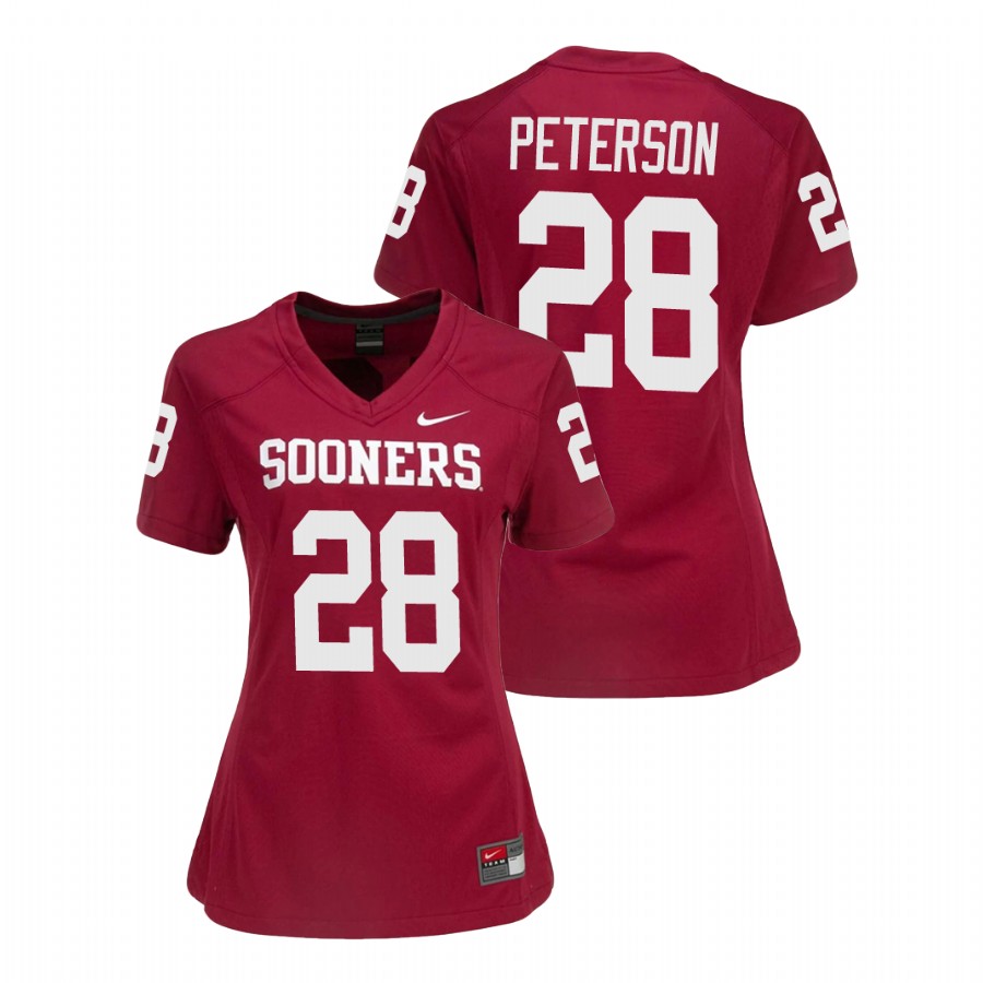 women's oklahoma sooners adrian peterson crimson college football game jersey