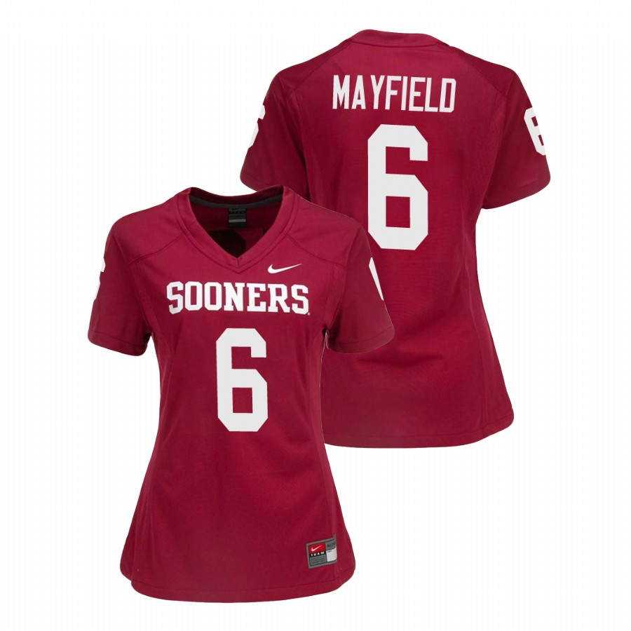 women's oklahoma sooners baker mayfield crimson college football game jersey