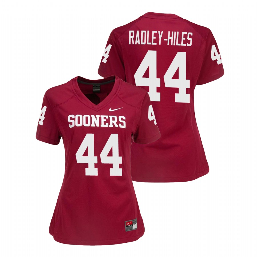 women's oklahoma sooners brendan radley hiles crimson college football game jersey