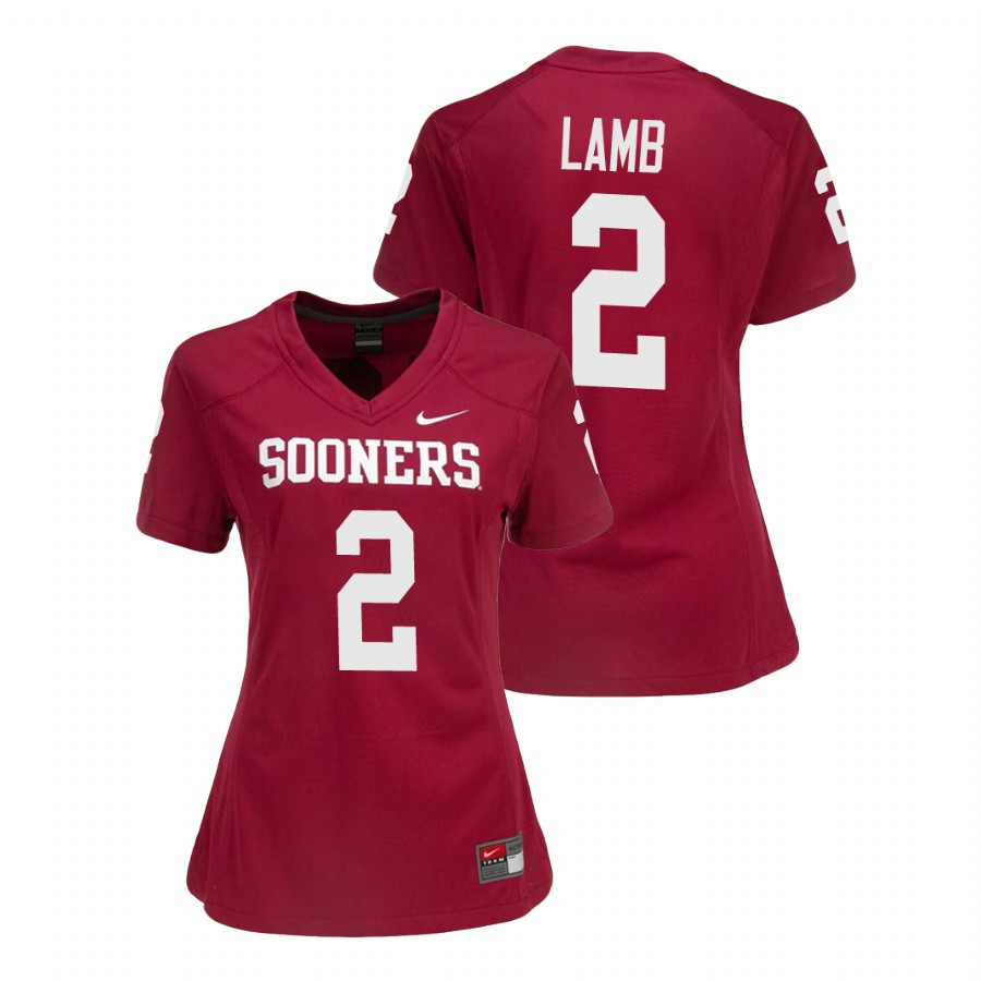 women's oklahoma sooners ceedee lamb crimson college football game jersey