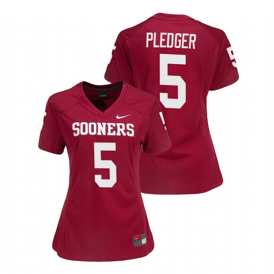 women's oklahoma sooners t.j. pledger crimson college football game jersey