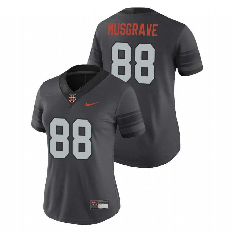 women's oregon state beavers luke musgrave anthracite game replica football jersey
