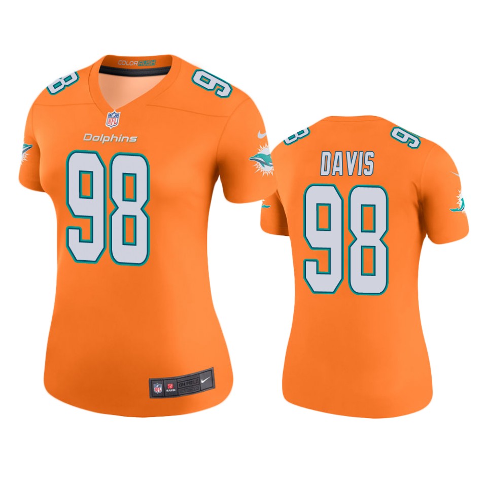 women's raekwon davis dolphins orange color rush legend jersey