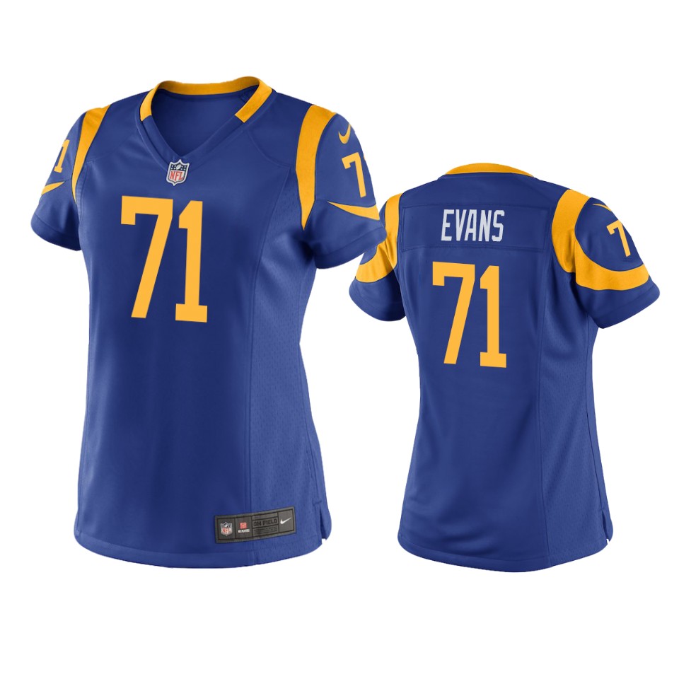 women's rams bobby evans royal game jersey