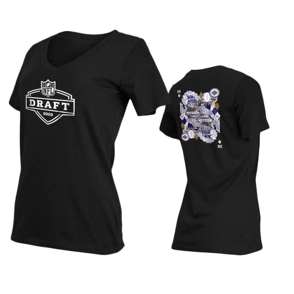 women's ravens black 2020 nfl draft card t shirt