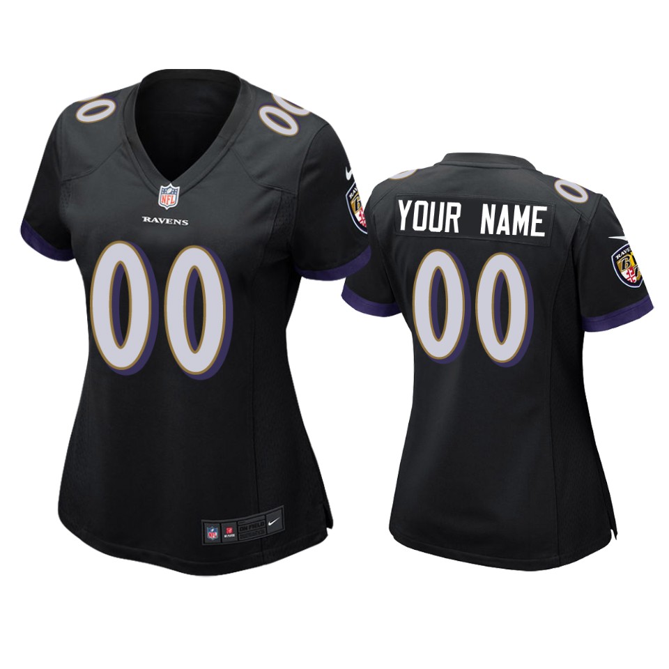 women's ravens custom black game jersey