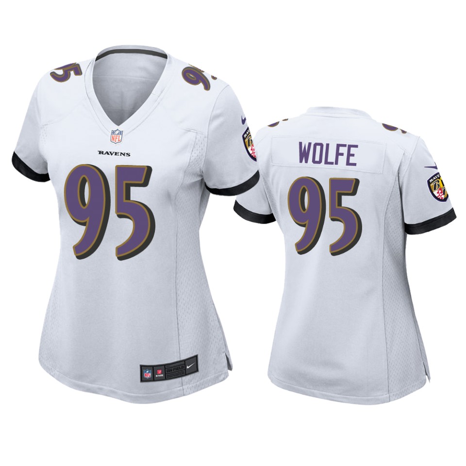 women's ravens derek wolfe white game jersey