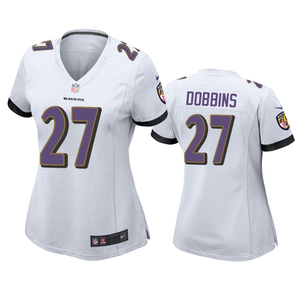 women's ravens j 1.k. dobbins white game jersey