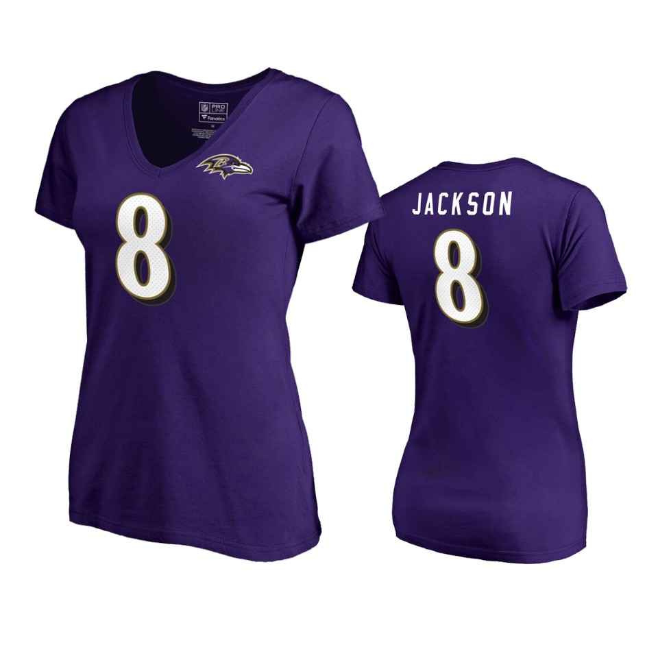 women's ravens lamar jackson purple authentic stack t shirt