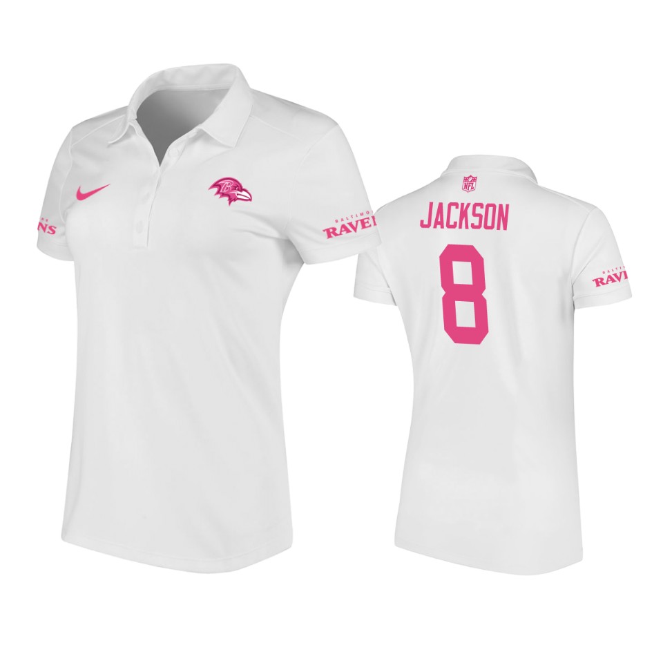 women's ravens lamar jackson white player performance polo