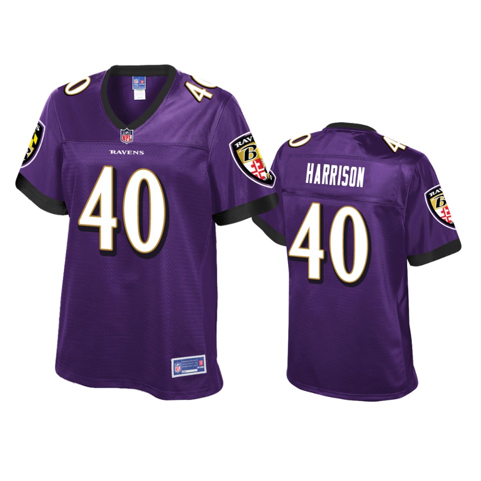 women's ravens malik harrison purple pro line jersey