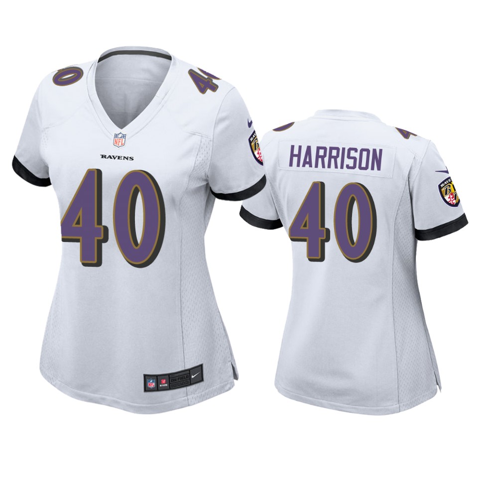 women's ravens malik harrison white game jersey