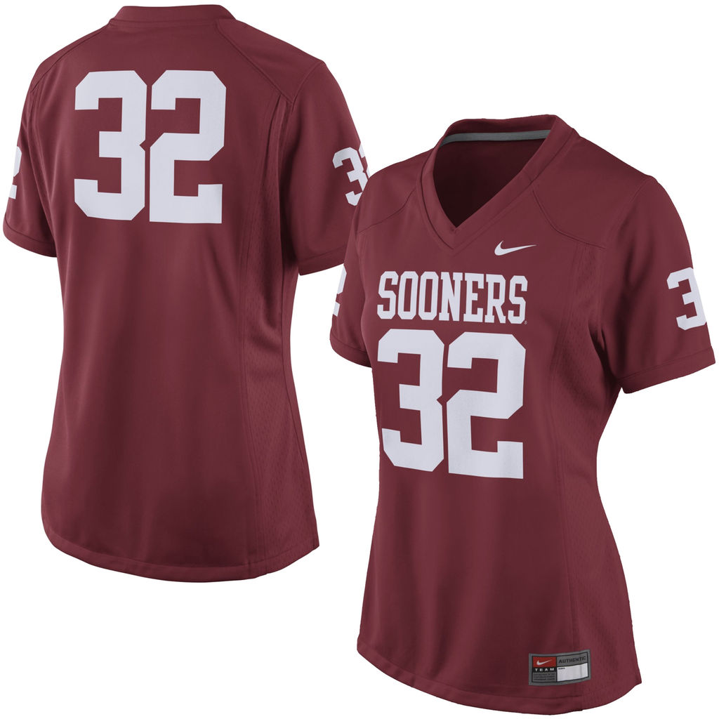 women's sooners crimson 32 game replica football jersey