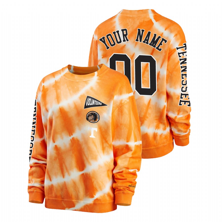 women's tennessee volunteers custom crewneck tennessee orange tie dye sweatshirt