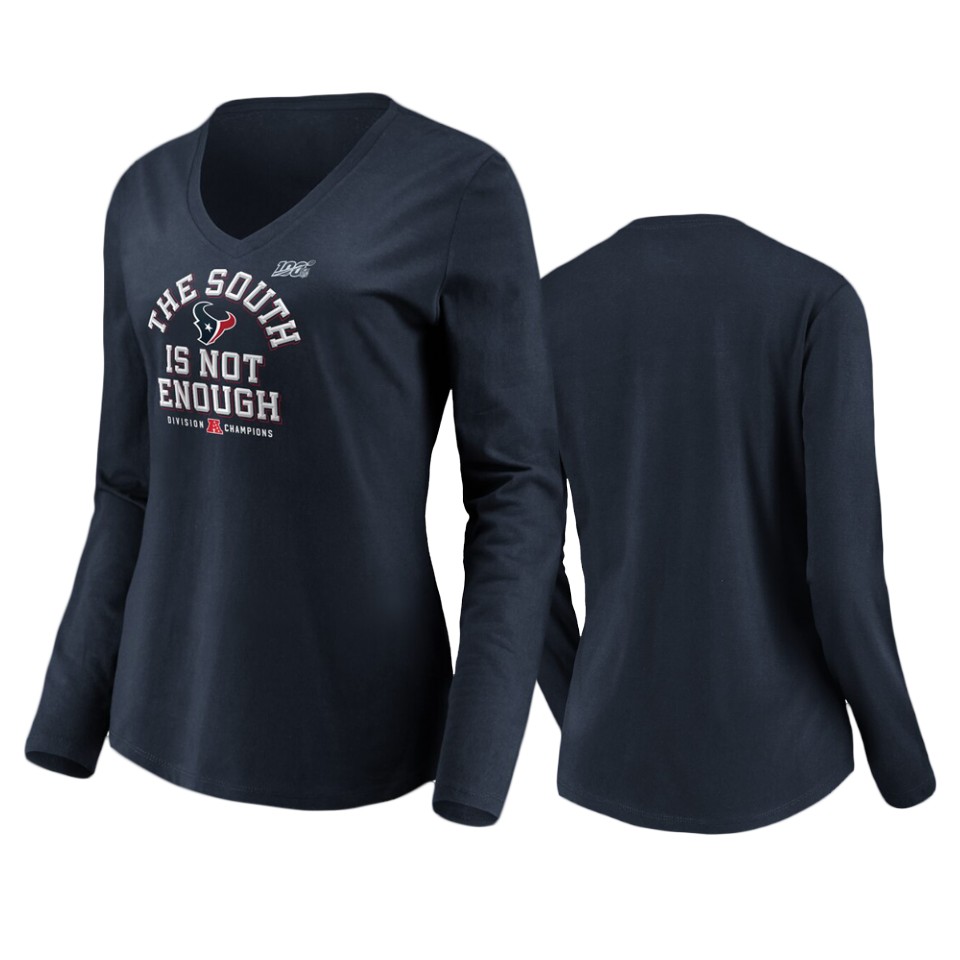 women's texans navy 2019 afc south division champions cover two long sleeve t shirt