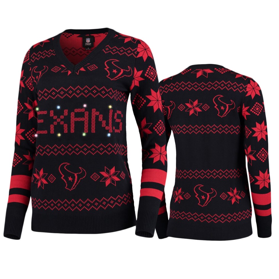 women's texans navy 2019 ugly christmas light up sweater