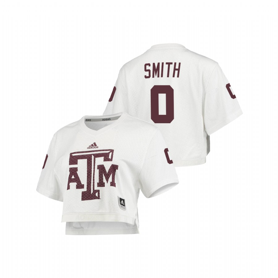 women's texas a&m aggies ainias smith white primegreen v neck cropped jersey